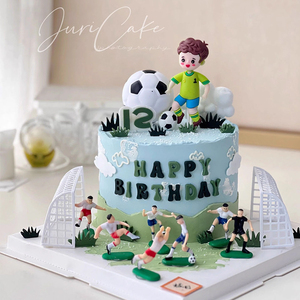 足球主题儿童生日蛋糕装饰品踢足球男孩软胶插件生日快乐烘焙插牌