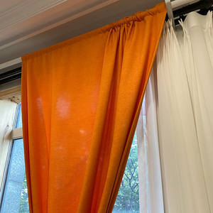 金衢橘红色细麻布帘餐厅卧室阳台飘窗薄布半遮光欧式橙色装饰窗帘