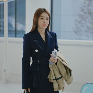 luluins理智派生活沈若歆秦岚明星同款衣服系带中长款大衣外套女