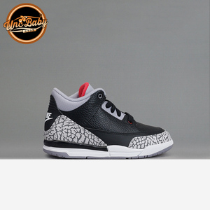 北卡大学 Air Jordan 3 AJ3 黑水泥 篮球鞋童鞋832033-429487-021