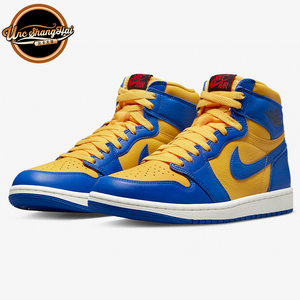 北卡大学air jordan 1 aj1 兰尼高中 蓝黄 高帮 篮球鞋fd2596-700