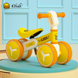 BDuck小黄鸭平衡车可调节座位儿童无脚踏1-3岁四轮宝宝扭扭滑行车