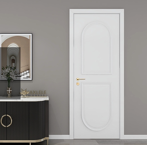 法式木门室内门房间卧室实木复合烤漆黑色圆孤扣线欧式平开门