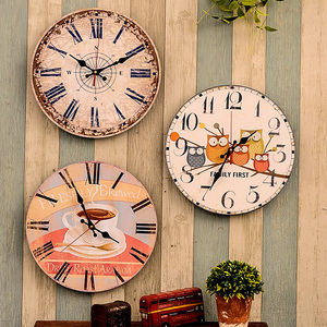 美式复古客厅卧室家用壁挂钟表创意墙上装饰品墙壁静音时钟挂钟