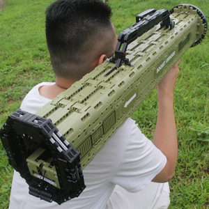 乐高火箭炮积木枪可发射at4反坦克导弹男孩高难度拼装玩具礼物