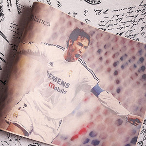 劳尔海报raul皇马队前锋足球明星海报 a2复古牛皮纸印刷4开