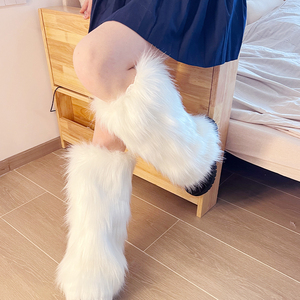 毛绒袜套女jk亚文化y2k辣妹小腿白色长袜日系可爱lolita大象腿套