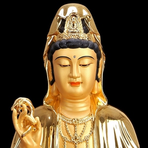观音佛像台湾宝华纯铜摆件家用客厅南海观世音菩萨像娑婆三圣铜像