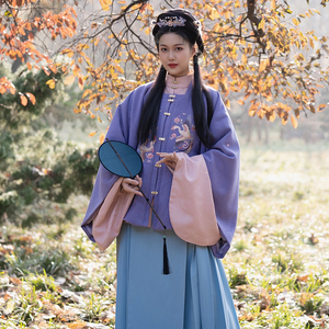 明雀传统服饰明制立领短袄对襟补服马面裙套装(现货