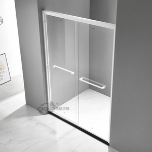 暗吊轮白色淋浴房一字形移门不锈钢沐浴房整体浴室隔断玻璃推拉门