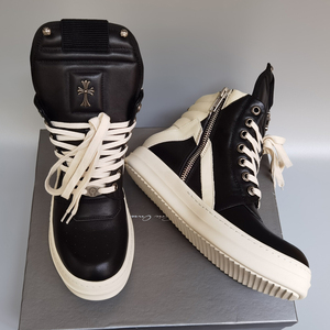 ro克罗心鞋男增高厚底黑白倒三角高帮鞋暗黑百搭真皮短靴休闲板鞋