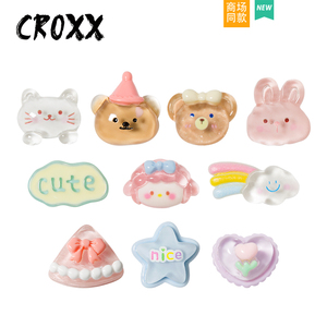 CROXX 透明cute兔子字牌洞洞鞋配饰鞋花装饰扣卡骆驰配件鞋扣卡扣