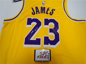 nba洛杉矶湖人 勒布朗詹姆斯 安东尼戴维斯 亲笔签名球衣无证书