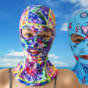 脸基尼游泳防晒面罩泳帽男女玩水潜水漂流防紫外线护脸脖海边头套