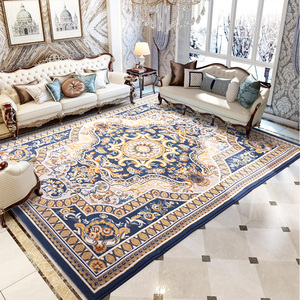 高档奢华皇宫复古风茶几地毯欧式美式客厅宫廷豪华别墅卧室床边毯