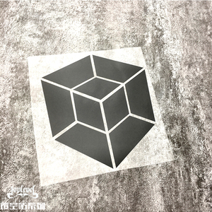tlp镂空车贴 3d正方体空间几何立体魔方透视后风挡玻璃贴随意贴纸