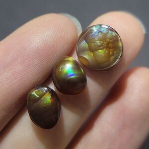 【月成】纯天然小众彩色宝石随型切割墨西哥火玛瑙裸石未设计镶嵌