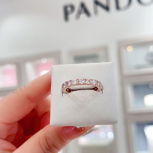 Pandora潘多拉闪耀成排宝石永恒戒指轻奢小众设计女生礼物180050