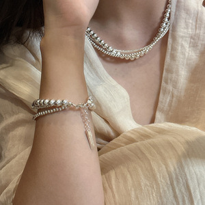 925纯银多层圆珠项链女款ins风韩版小众设计感潮手链缠绕高级感潮