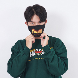 潮物woo thrasher 日版火焰3d三层滤棉印花logo情侣可调节口罩潮