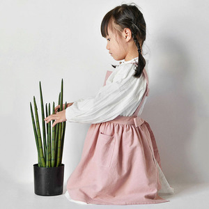 韩版日系棉麻儿童围裙宝宝儿童围兜罩衣幼儿园画画防污UC0538