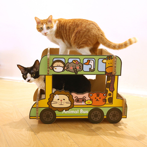 猫抓板猫窝猫咪瓦楞纸上下铺双层二胎动物巴士耐磨猫爪板大号猫屋
