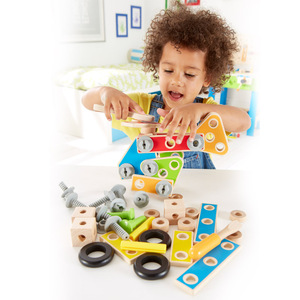 Hape螺丝玩具拧螺丝钉拆装动手组装益智工具箱儿童木制拆卸车3岁+