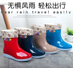 上海回力时尚雨鞋女短筒雨靴韩秋冬加绒水鞋平底防滑耐磨胶靴套鞋