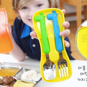 韩国进口爱迪生勺叉组合edison儿童餐具套装学生外带饭勺工具带盒