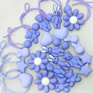 紫色亚克力公仔配件带孔皮筋珠手工diy发绳钥匙扣挂件材料