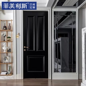 菲美利斯方形门北欧极简黑色实木门烤漆门欧式美式轻奢房门室内门