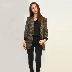 sandro moscoloni小西装女外套2018秋冬新款千鸟格羊毛呢子大衣