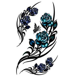 一份两张 防水纹身贴玫瑰花 颈部手臂遮疤痕持久不永久性感胸口贴