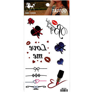 防水纹身贴纸口红唇印心形英文字虎口胸口手腕个性持久假刺青贴女