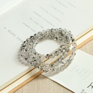 天然黑云母手链女又叫黑超黑草莓里面含云母片片不一样黑玫瑰手串