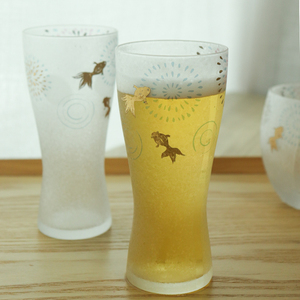 日本aderia石塚硝子丸纹樱花磨砂啤酒杯玻璃威士忌对杯结婚礼物
