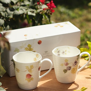 日本NARUMI鸣海露西花园骨瓷马克杯水杯情侣对杯礼盒套装新婚礼物
