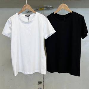 mocha.yin1028圆领短袖t恤女夏季2022百搭显瘦打底衫修身棉t上衣