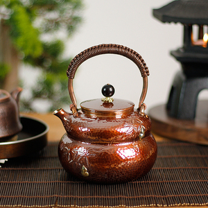 裕隆全纯紫铜葫芦小铜壶烧水壶围炉煮茶壶泡茶器纯手工加厚茶道具