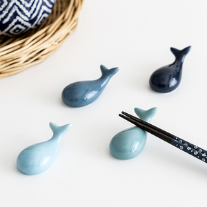 日式家用陶瓷筷架托创意可爱筷支架托筷垫汤勺架托鲸鱼高档筷枕托