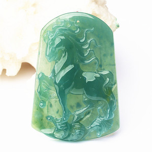 正品翡翠玉马吊坠冰种蓝水带黄翡生肖马小挂件高档礼品生肖马玉坠