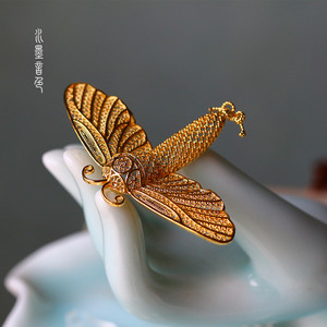 水墨音色 铜保色花丝蝴蝶李静训闹蛾冠 饰品配件发冠diy 扑棱蛾子