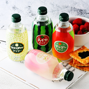 日本进口友桝白桃子汽水玻璃瓶装网红夏天粉色少女心友树碳酸饮料