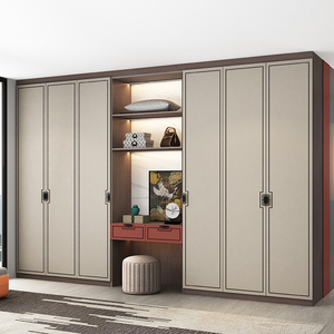 现代新中式成品衣柜定制简约卧室主卧开门衣橱衣帽间佛山工厂定做