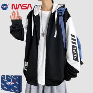 NASA外套男士卫衣开衫春秋季连帽夹克学生男韩版潮流青少年上衣服