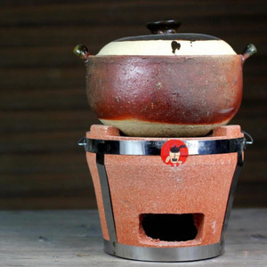 红泥炉茶席陶土暖炉家用禅意锅炉柴火炉烧水壶炭炉取暖器烧水炉柴