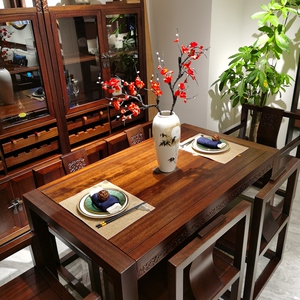 雅檀宋氏新中式长餐桌实木门店同款古风金如意实木家具实木桌高端
