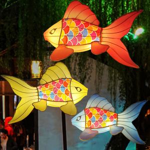 金鱼灯笼中秋节鱼形花灯锦鲤宫灯节庆发光古风手持舞蹈鲤鱼灯卡通