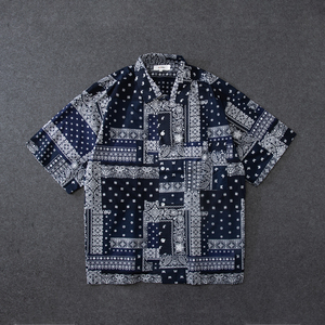 soda现货beams dot 男女款复古腰果花宽松夏威夷休闲短袖衬衫22ss