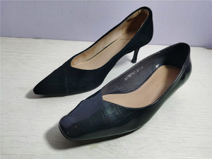 品牌断码春秋女鞋二手真皮拼接尖头通勤时尚单鞋女工作鞋a2010535